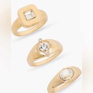 NORDSTROM RACK Set of 3 clear gold signet rings.